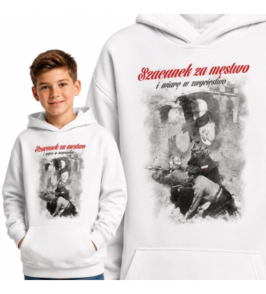 Bluza z kapturem dziecięca Patriotyczna SZACUNEK ZA MĘSTWO